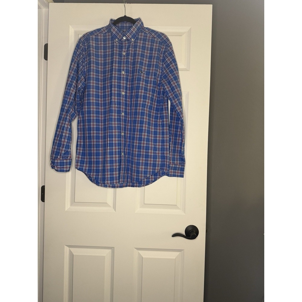 Vineyard Vines Classic Fit Tucker Shirt Blue Plaid Church Medium